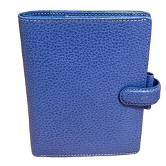 Filofax Leather Notebook 6 Hole Blue Leather Mini 6 Size Cover Used From Japan