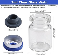 100pcs 3ml Vials-Glass Clear Bottom Headspace Vial with Plastic-Aluminum Fli…