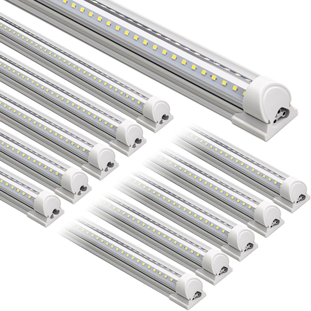 Barrina (6) LED Shop Lights 8FT 72W 10000LM 6500K Super Bright White T8 Linkable