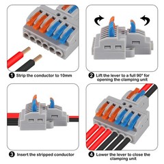 30Pcs Lever Wire Connectors, Quick Wiring Cable Connector Push-in Conductor T…