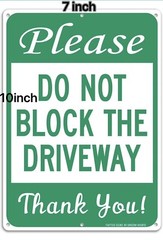 Please Do Not Block The Driveway 40 Rust Free Aluminum 7×10 Inches 2-Pack