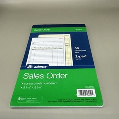 Adams Sales Order Book 2-Part form Carbonless Sets White/Canary pack of 5 DC5805