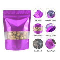 Multi-Size & Color Foil Mylar Matte Stand Up Zip Lock Bag w/ Rectangle Window