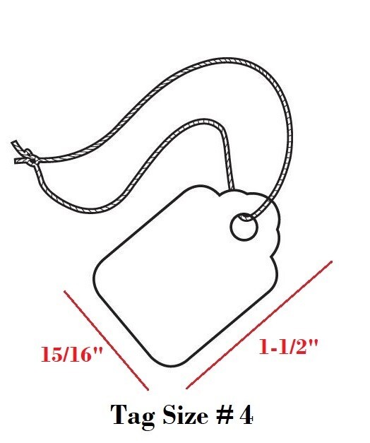 1000 Blank White Merchandise Price Tags with Strings Size #4 Retail Strung Label