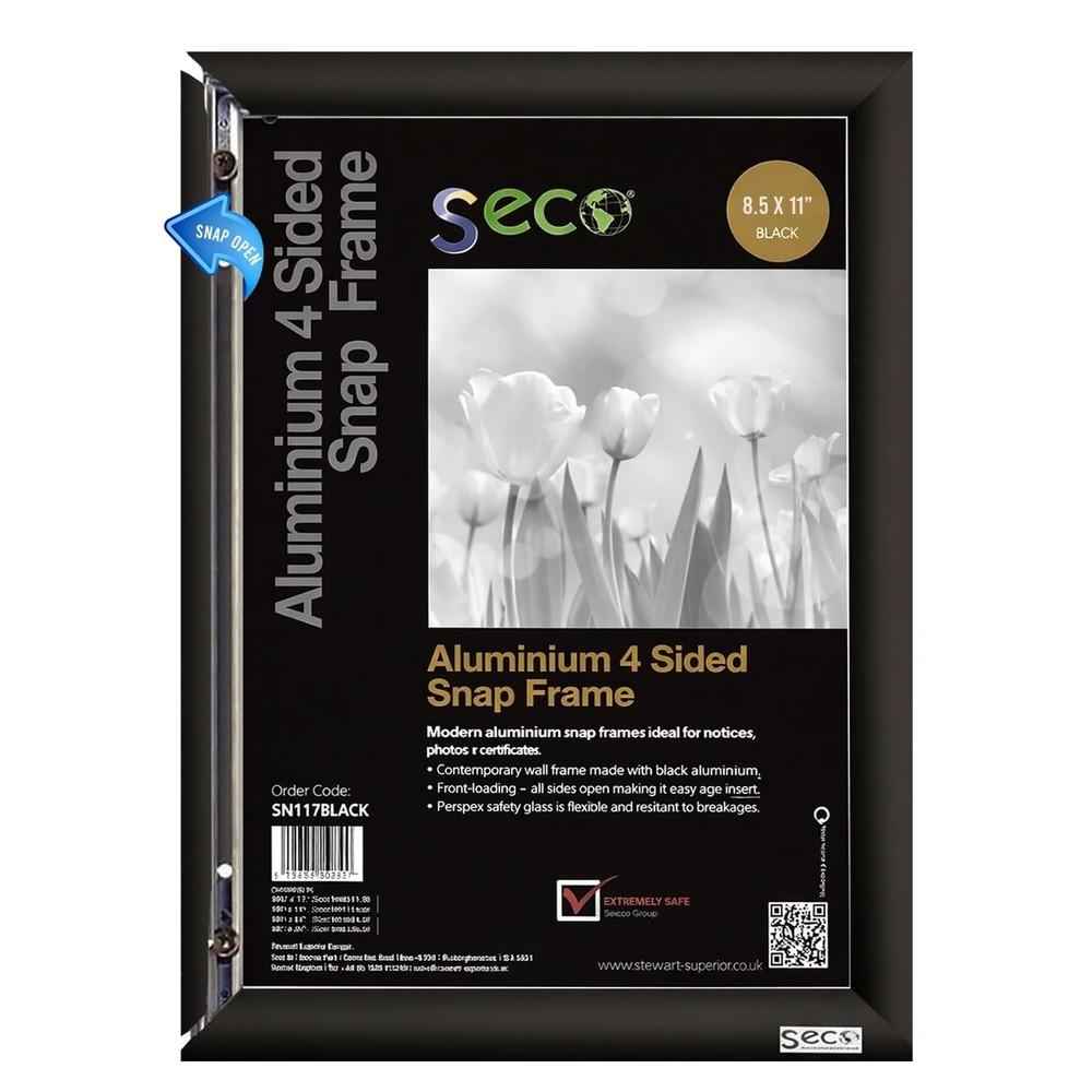 SECO Easy Open Front Loading Snap Frame Poster & Picture Frame, 8.5 x 11 Inch…