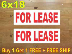 6″x18″ FOR LEASE Red REAL ESTATE RIDER SIGNS Buy 1 Get 1 FREE 2 Sided