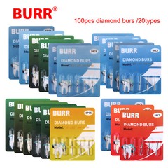 100pcs Dental Diamond Burs for High Speed Handpiece Medium Friction Grip 1.6MM