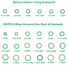 A/C O Ring Kit, 400PCS O Ring Assortment Kit, 120PCS AC Seal Kit, AC Valve Core