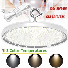 LED UFO High Bay Shop Lighting 150W/120W/90W CCT 4.5/5/5.7K AC100~277V US Plug