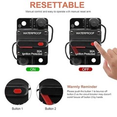 30 Amp 12V-24V DC Car Circuit Breaker Fuse Reset Car Boat Auto Waterproof