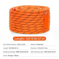 Uimoso Arborist Tree Climbing Rope 220ft Double Braid Polyester 1/2″ 3/4″ 3/8″
