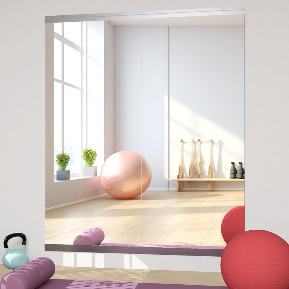 Home Gym Mirror, 57”X24”2PCS, Tempered Glass Frameless, Large Yoga Mirror, …