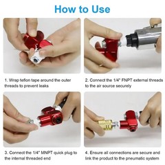 Red 360° Swivel Design Portable Air Tool Adapter 360 Degree 1/4” NPT Rivet Gun