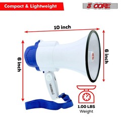 5Core 30 W Megaphone Bullhorn Recording Police Siren Horn Handheld Loudhailer