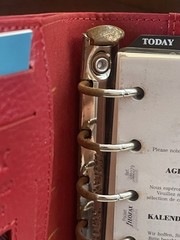 Filofax Finsbury Leather Pocket Organizer Red *Look Closely-minor tarnishing*