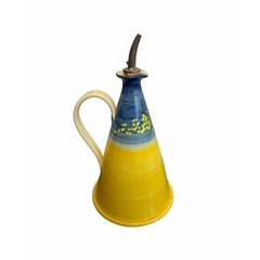 Atelier Du Sage Provence France Hand Painted Ceramic Oil Cruet Floral