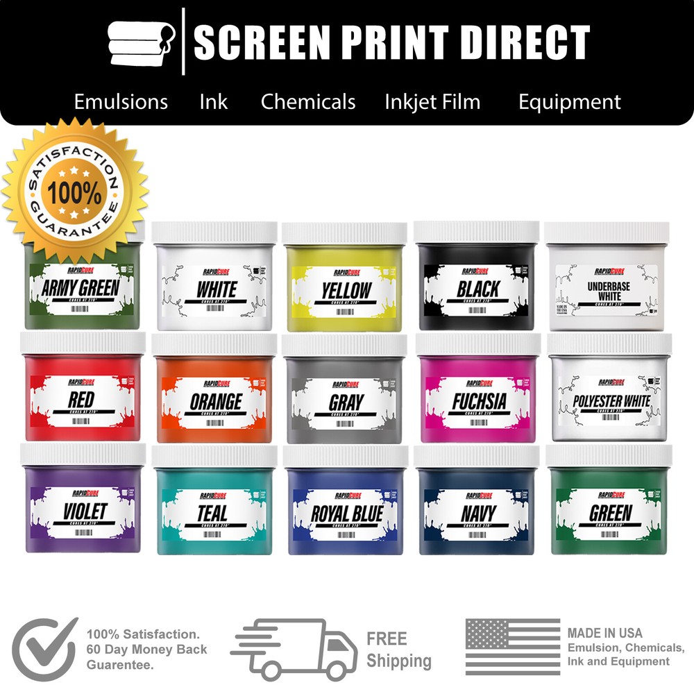 Low Temp Plastisol Ink For Screen Printing – Cures at 270 F – 15 Colors
