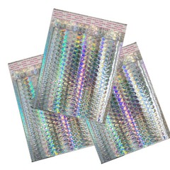 5X9″ 6X10, 8.5X12, 9.5X13″ Holographic Bubble Mailers, Metallic Padded Envelope