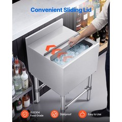 Uimoso 49.4 Qt Commercial Ice Bin 18 x 18 in Underbar Ice Bin with Sliding Cover
