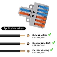10 pcs Lever Wire Connectors (2 in 6 Out),Quick Wiring Cable 10Pcs 2 6 out