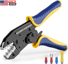 Crimping Tool for Insulated Electrical Wire Connectors-Awg 22-10 Ratchet Crimper