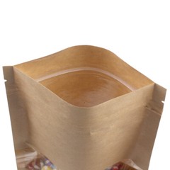 100 Kraft Craft Mylar Flat QuickQlick™ Pouches w/Clear Window Multiple Sizes