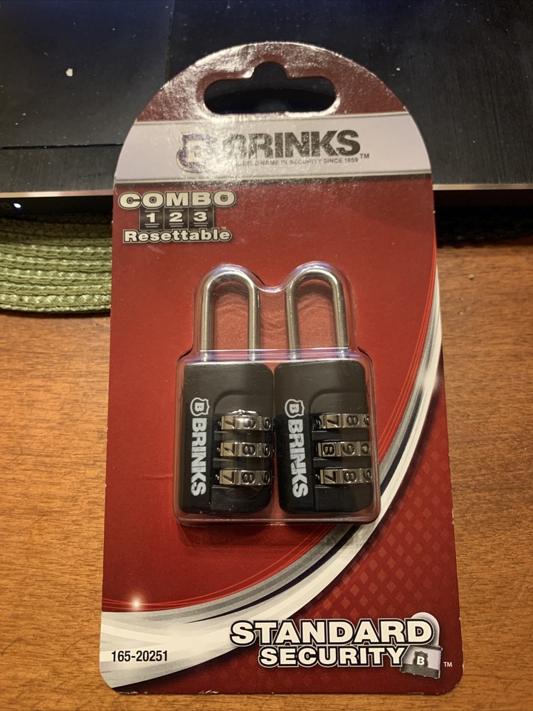 (2-Pk) BRINKS 3-Dial Resettable Combination Zinc Diecast Sport Padlock 22mm Body