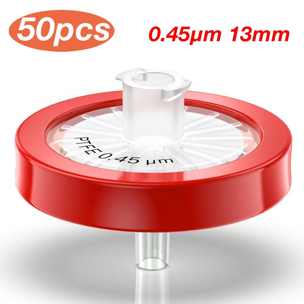 50x PTFE Syringe Filter 0.45μm 13mm Hydrophobic Non-Sterile Chemicals Filtration