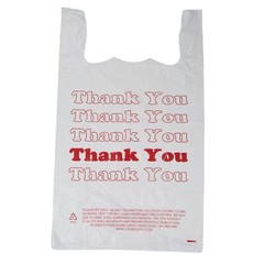 Large Plastic Thank You Bags (T-Shirt Bags) 18″ x 8″ x 30″ – Case of 500