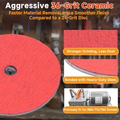 11710 7″ Disc Grinding Wheel, 36-Grit Ceramic Resin Fiber, Fits RBG 712, 750, 78