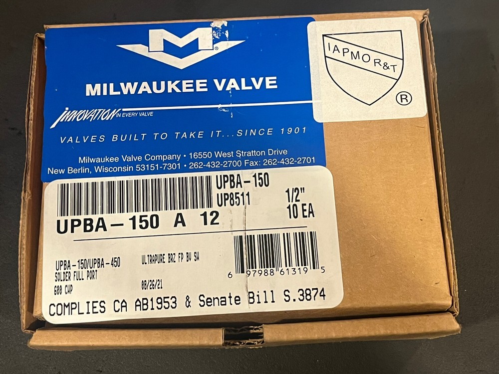 Box 10) 1/2″ Full-Port Lead Free Bronze Ball Valves 600 WOG, Solder, MADE IN USA