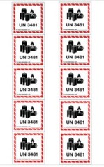 UN3481 Lithium Ion Battery Shipping Label Sticker 3 in X 4 in Price is Per Label