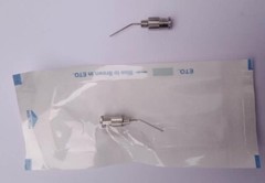 Blunt end pre-Bent Needle Tips for use with etchant resin-flowable Composites