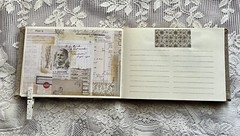 junk journal hand made canvas lace raffia bow 6 1/2 x 9 1/4 in. approx 80 pgs.