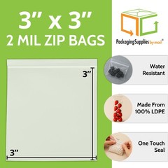 Clear Ziplock Reclosable Plastic Bag, 2 Mil, 3″ x 3″ – 10000 Pieces