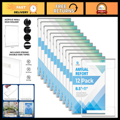 12 Pack Wall Mount Acrylic Sign Holders 8.5×11 – No Drill Photo Menu Display Fra