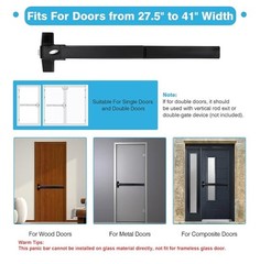 2-Pack Black Panic Bars for Exit Doors Commercial, 27.5” Stainless Steel