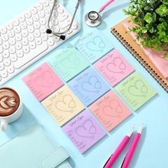 Saypacck 9 Pcs Vital Signs Sticky Notes Cute Self Stick 3 X 3 Inches, Macaron