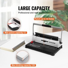 VEVOR Coil Spiral Binding Machine Manual Book Maker 34 Holes Letter Size A4 A5