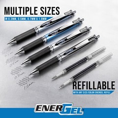 Pentel EnerGel RTX Retractable Liquid Gel Pens, Medium Point, 12 Assorted Colors