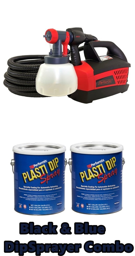 Plasti Dip Spray 2 Gallon BLACK & BLUE DYC G-Force DipSpayer Ready to Spray