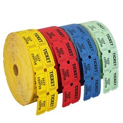 8000 Double Roll Raffle Tickets 4 Colors x 2000 Tickets Red Blue Yellow Green