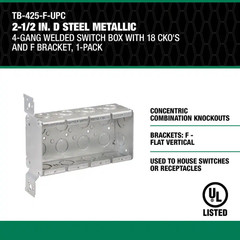 2-1/2 In. D Steel Metallic 4-Gang Welded Switch Box with 18 Cko’S and F Bracket,