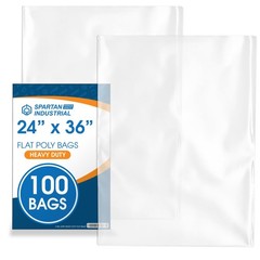 24″ X 36″ Open-End Flat Poly Bags (100 Count) No Adhesive Strip – 2 Mil Clear…