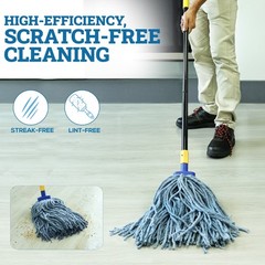 Bison Life Screw-on Wet Mop Replacement Head, Commercial Cut End Mop, Pack of 6