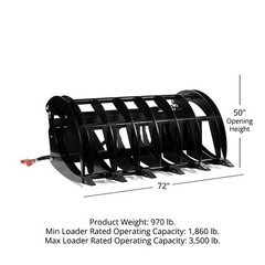 Titan Attachments Extreme Skid Steer Root Grapple Rake Attachment 72″ Universal