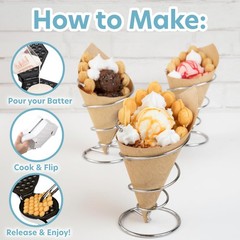 Bubble Waffle Maker- Electric Nonstick Hong Kong Egg Waffler Iron Griddle w Read