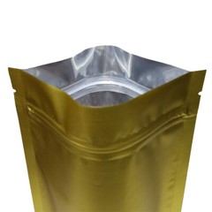 Variety of Sizes for 100pcs Matte Gold Metallized Foil Stand-Up Zipper Bags