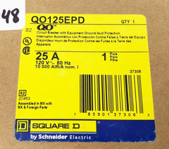 New Square D QO125EPD Circuit Breaker 25A 120V 60Hz 1 Pole