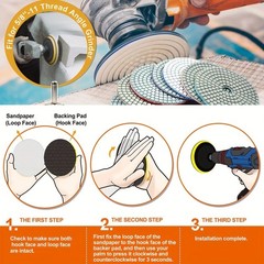 Diamond Polishing Pads 4 inch Wet/Dry 12 Piece Kit Granite Stone Concrete Marble